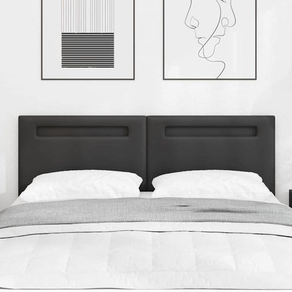 Testiera LED Nero 144 cm Pelle Sintetica