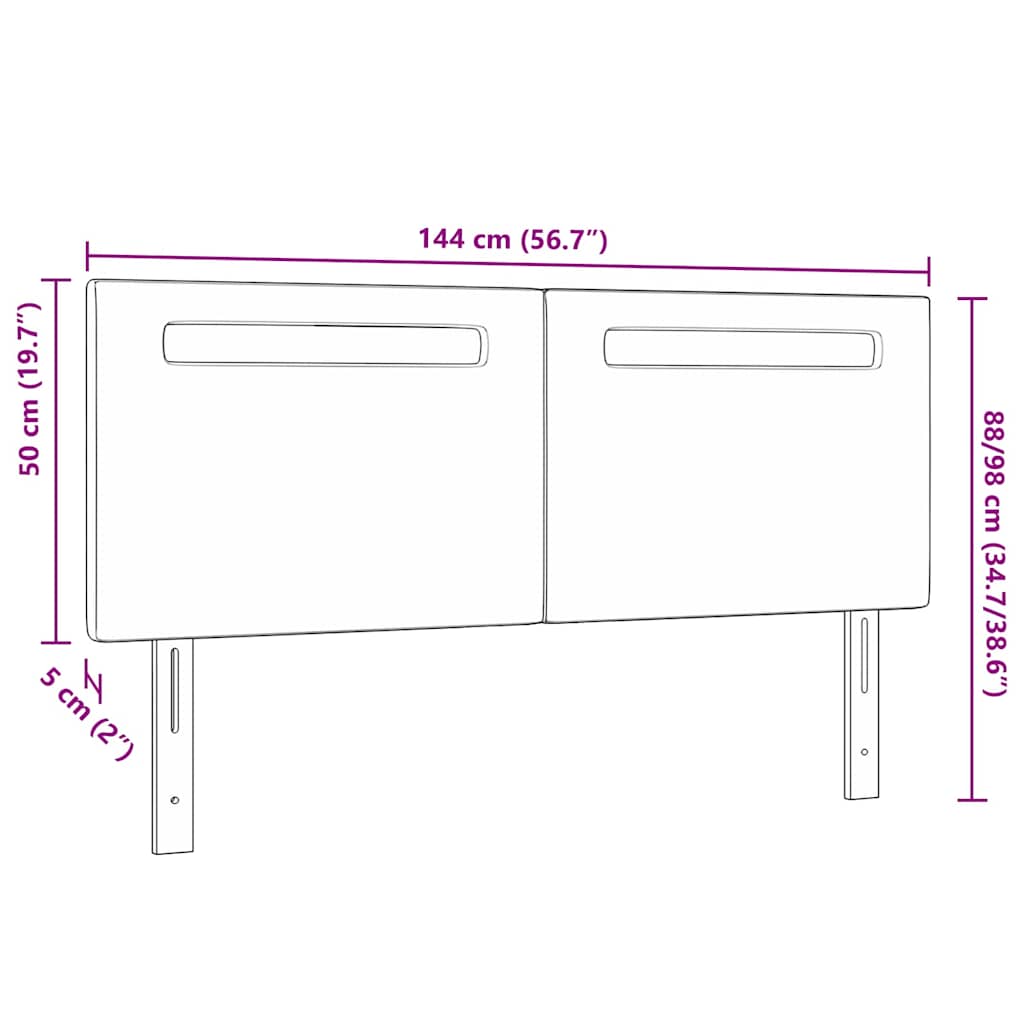Testiera LED Nero 144 cm Pelle Sintetica