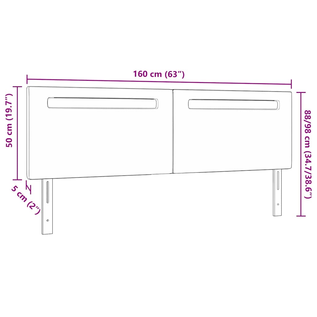 Testiera LED Bianco 160 cm Pelle Sintetica