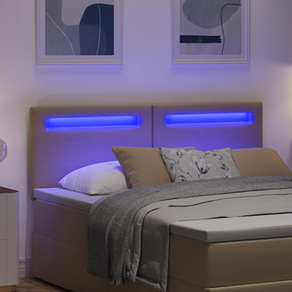 Testiera LED Cappuccino 160 cm Pelle Sintetica | homemem39