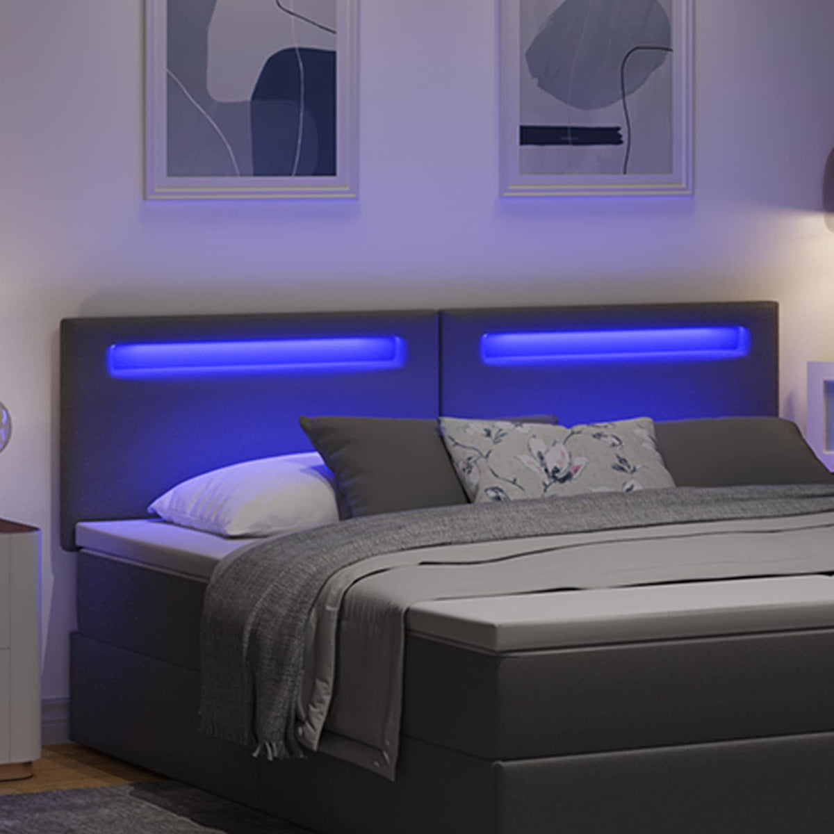 Testiera LED Grigio 180 cm Pelle Sintetica | homemem39