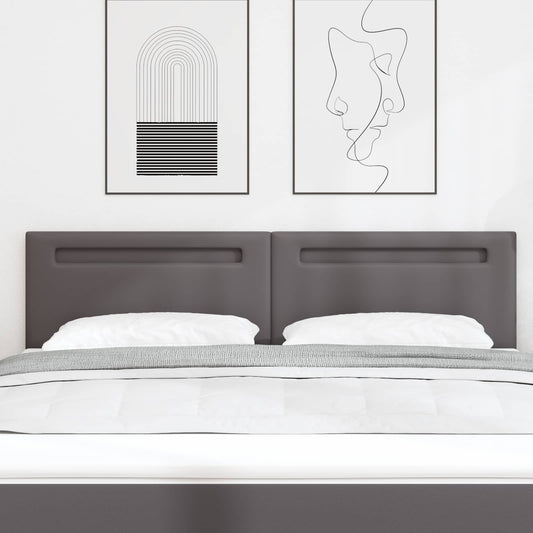 Testiera LED Grigio 180 cm Pelle Sintetica