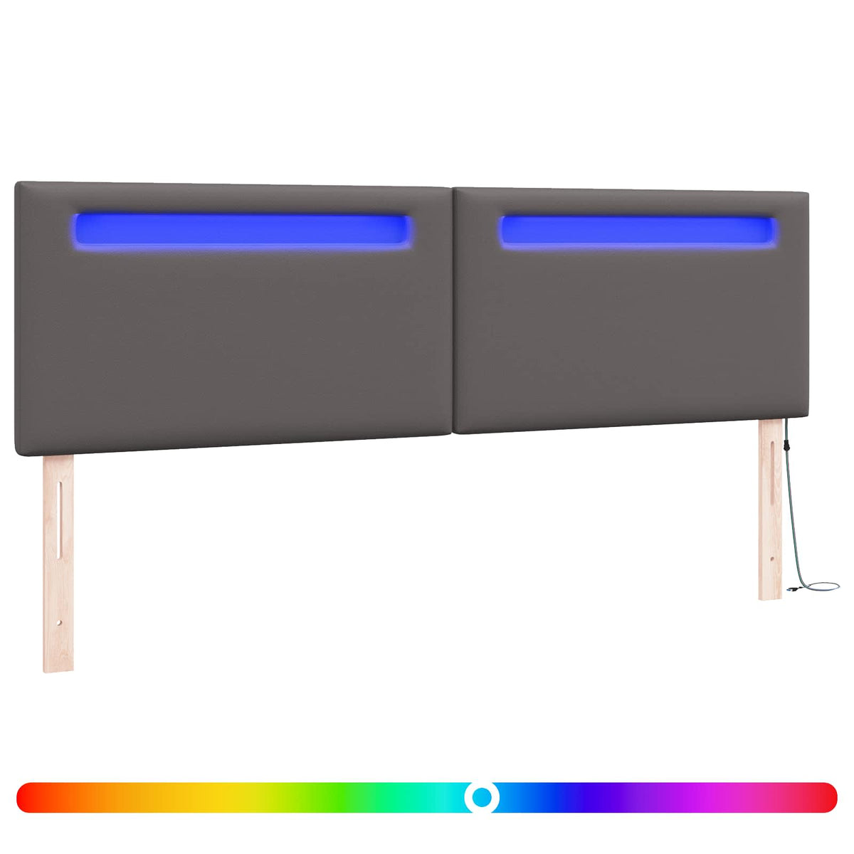 Testiera LED Grigio 180 cm Pelle Sintetica | homemem39