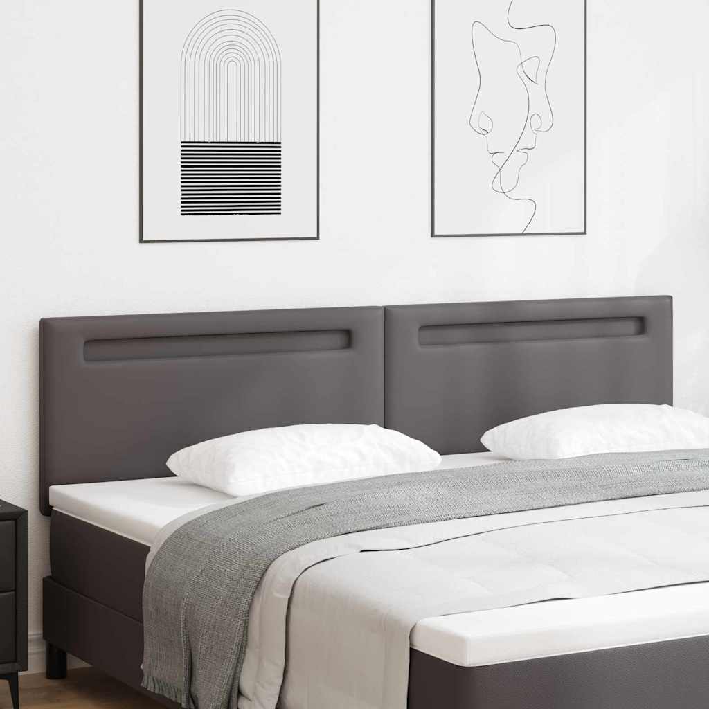 Testiera LED Grigio 200 cm Pelle Sintetica