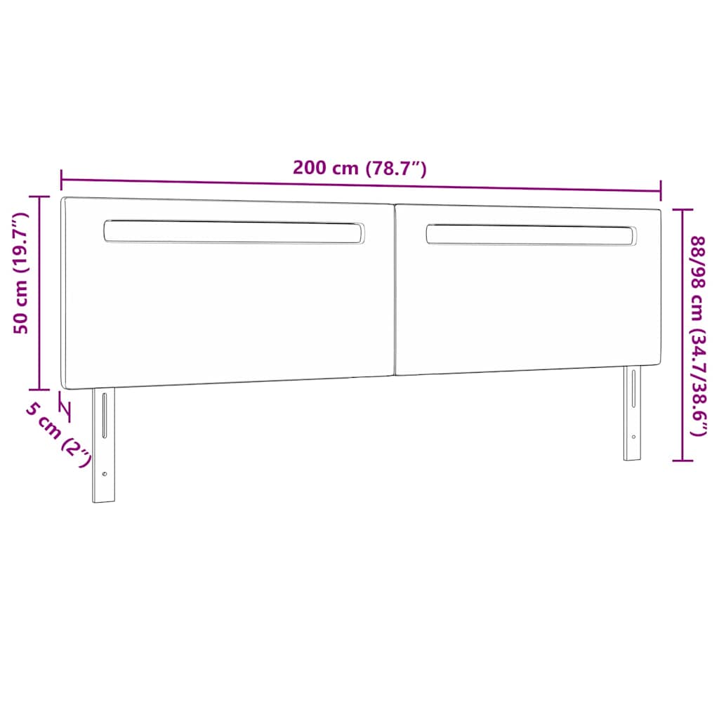 Testiera LED Cappuccino 200 cm Pelle Sintetica