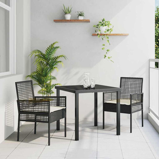 Sedia da Giardino 2 pcs Nero 53 x 60 x 85cm polyrattan - homemem39