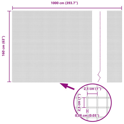 Recinzione in Rete Saldato Argento 1.6 x 10 m