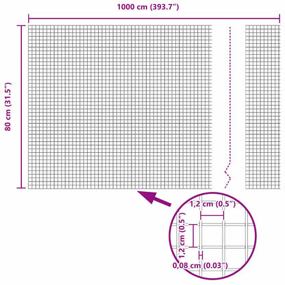Recinzione in Rete Saldato Grigio 0.8 x 10 m
