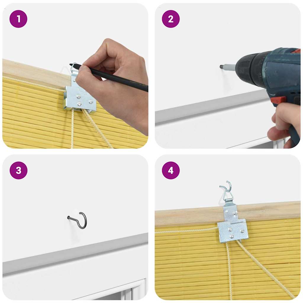 Tenda a rullo con tende Giallo 80 x 220 cm Bambù | homemem39