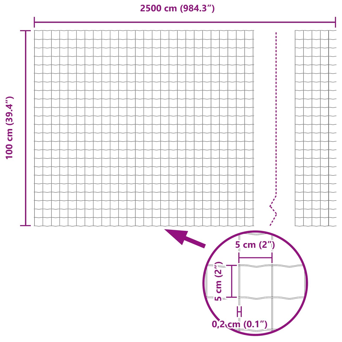 Recinzione Euro Grigio 1 x 25 m Ferro rivestito in PVC | homemem39