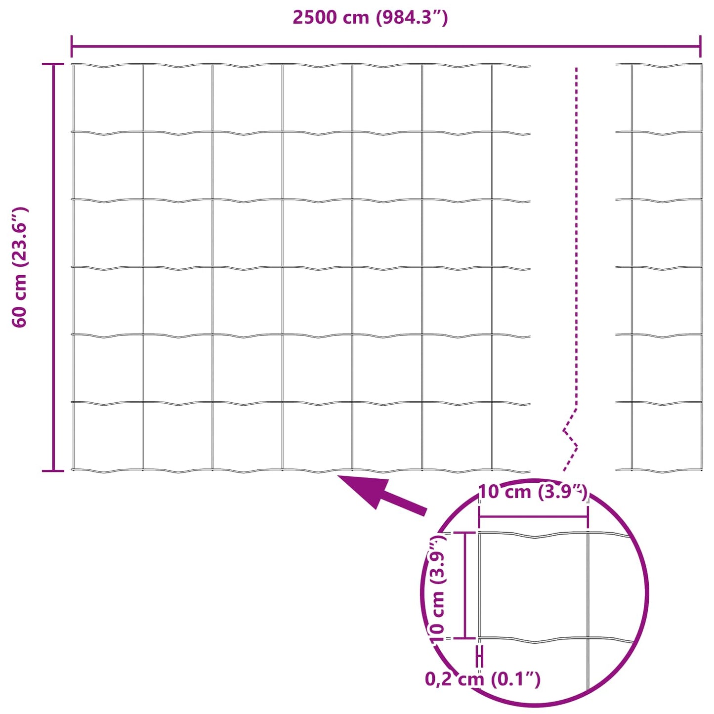 Recinzione Euro Grigio 0,6 x 25 m Ferro rivestito in PVC | homemem39