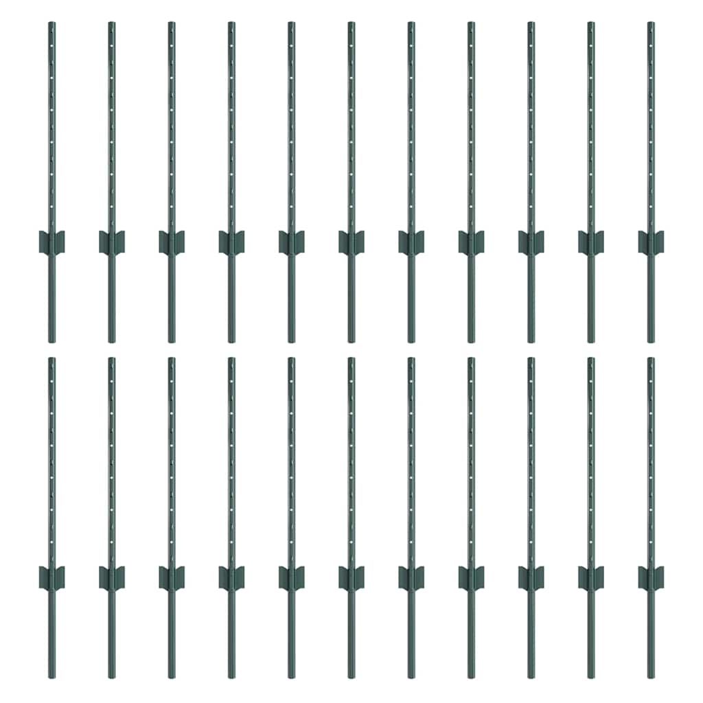 Palo della recinzione 22 pcs Verde 100 cm Acciaio | homemem39