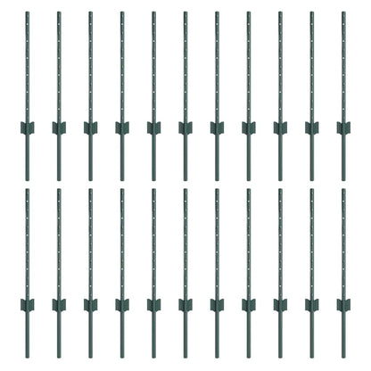 Palo della recinzione 22 pcs Verde 100 cm Acciaio | homemem39