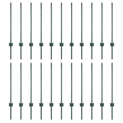 Palo della recinzione 22 pcs Verde 120 cm Acciaio | homemem39