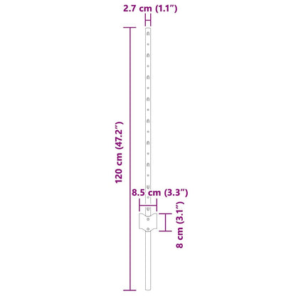 Palo della recinzione 22 pcs Verde 120 cm Acciaio | homemem39