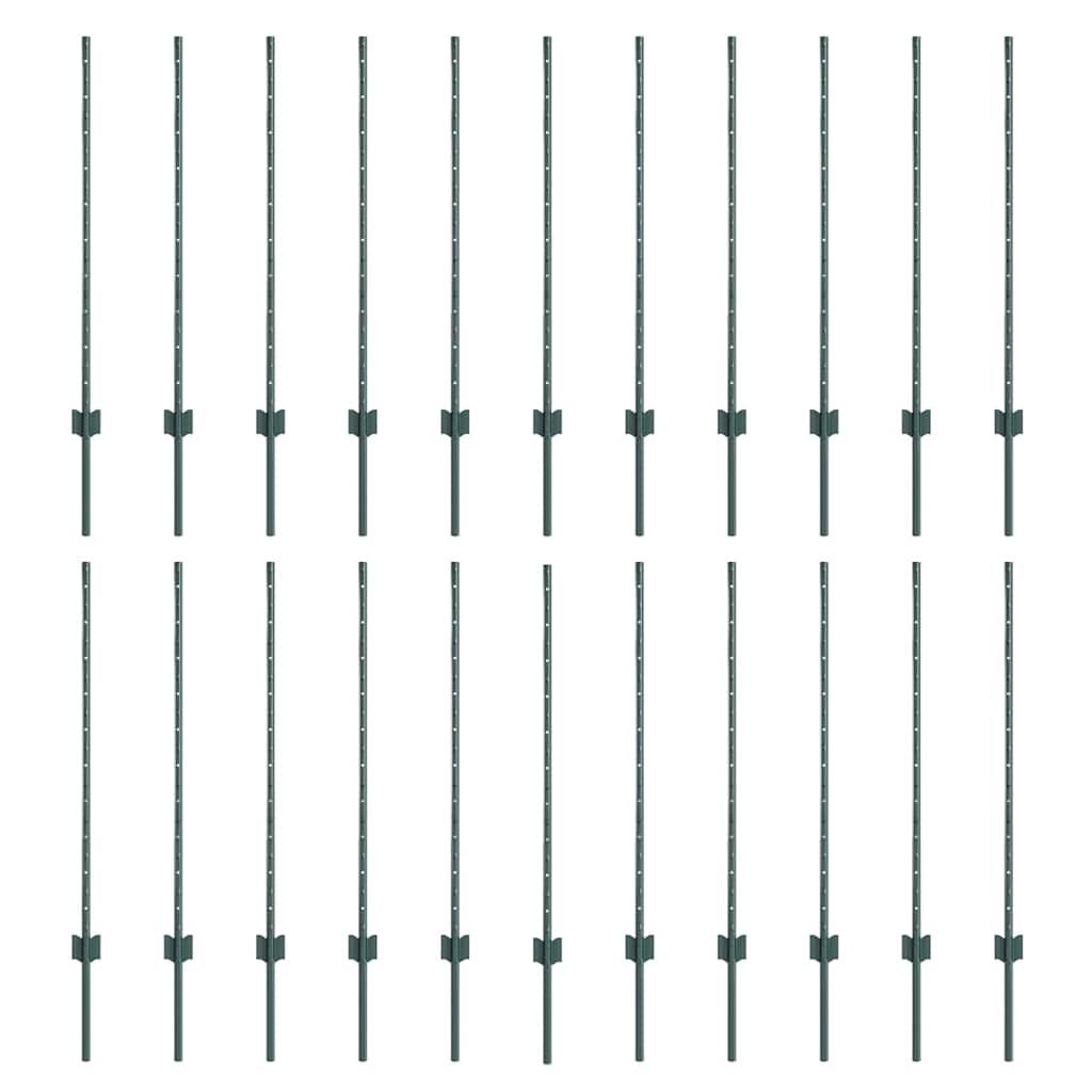 Palo della recinzione 22 pcs Verde 140 cm Acciaio | homemem39