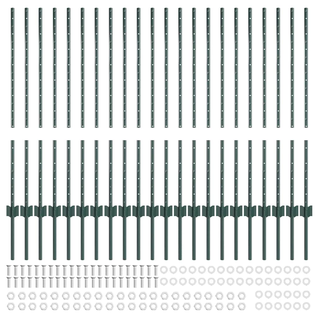 Palo della recinzione 22 pcs Verde 140 cm Acciaio | homemem39
