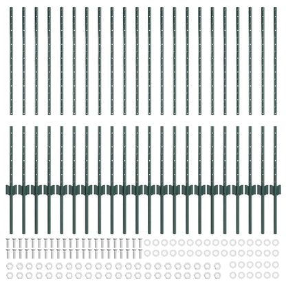 Palo della recinzione 22 pcs Verde 140 cm Acciaio | homemem39