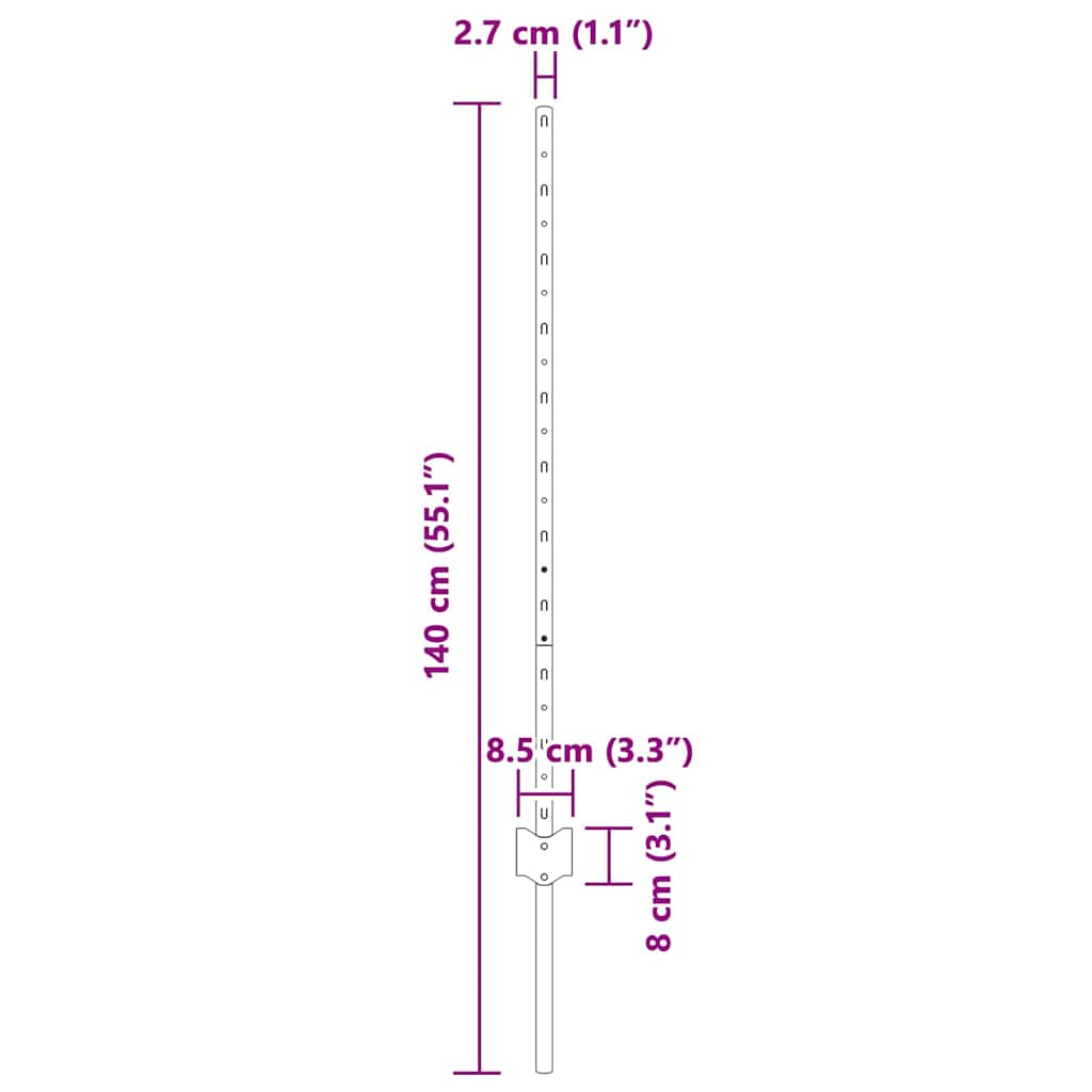 Palo della recinzione 22 pcs Verde 140 cm Acciaio | homemem39