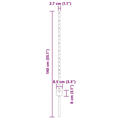 Palo della recinzione 22 pcs Verde 140 cm Acciaio | homemem39