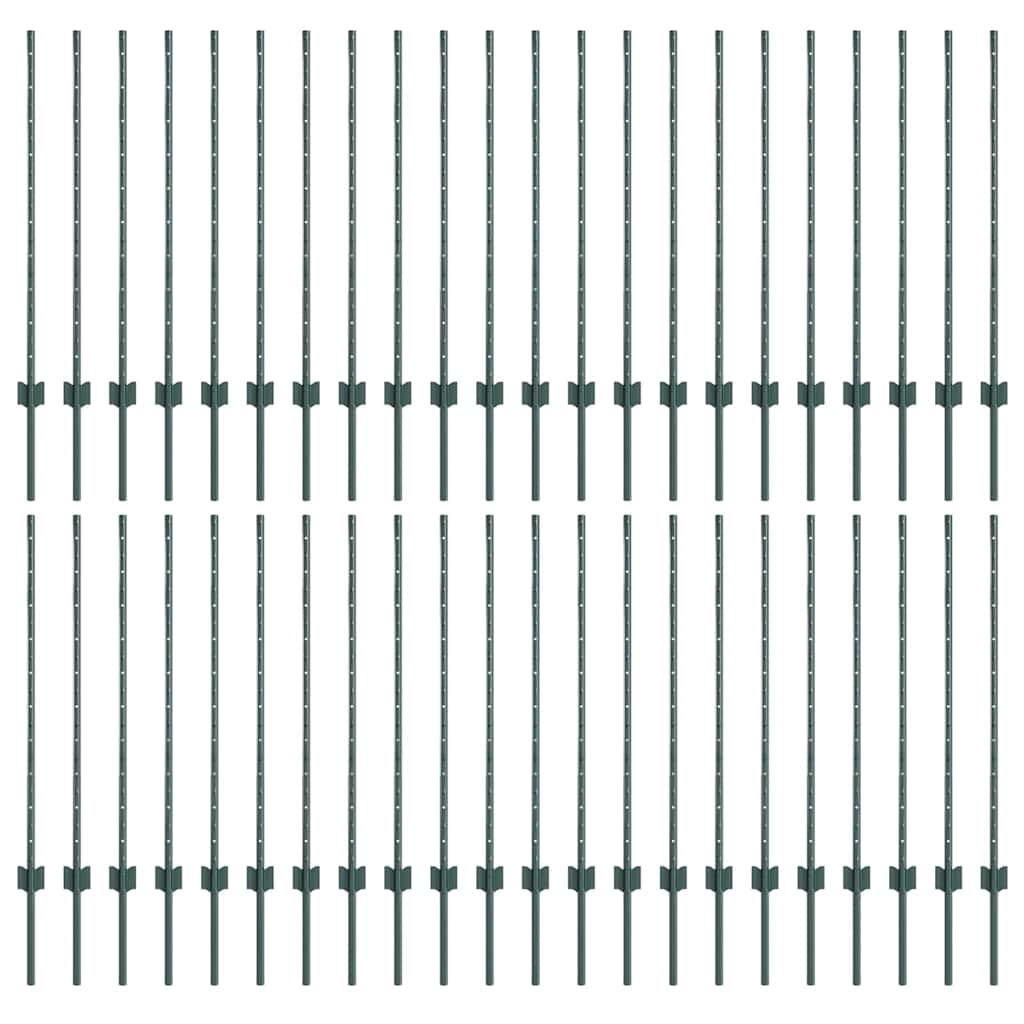 Palo della recinzione 44 pcs Verde 140 cm Acciaio | homemem39
