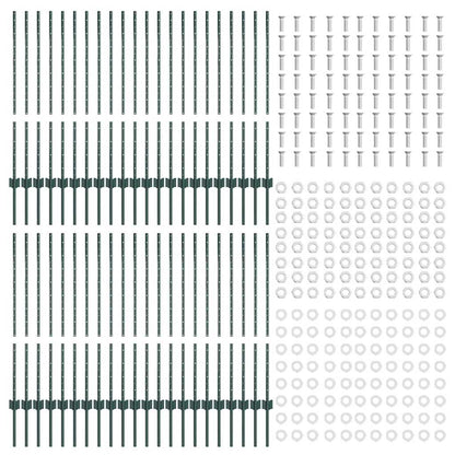 Palo di recinzione incorporato per esterni 44 pz Verde 140 cm