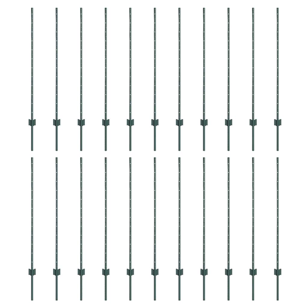 Palo della recinzione 22 pcs Verde 160 cm Acciaio | homemem39
