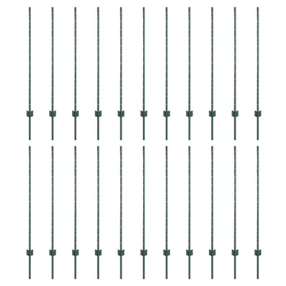 Palo della recinzione 22 pcs Verde 160 cm Acciaio | homemem39