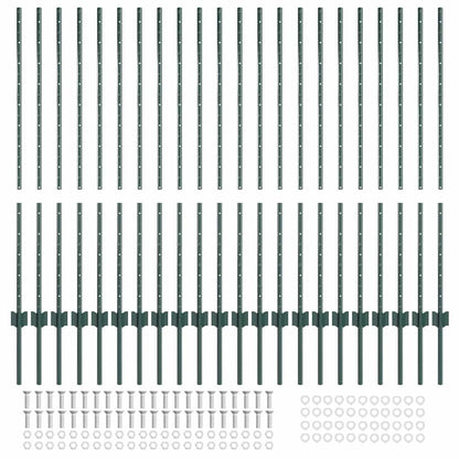 Palo di recinzione incorporato per esterni 22 pz Verde 160 cm