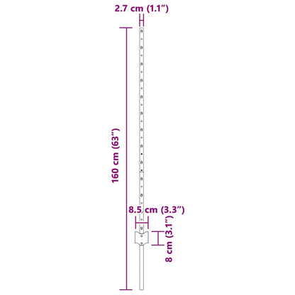 Palo della recinzione 44 pcs Verde 160 cm Acciaio | homemem39