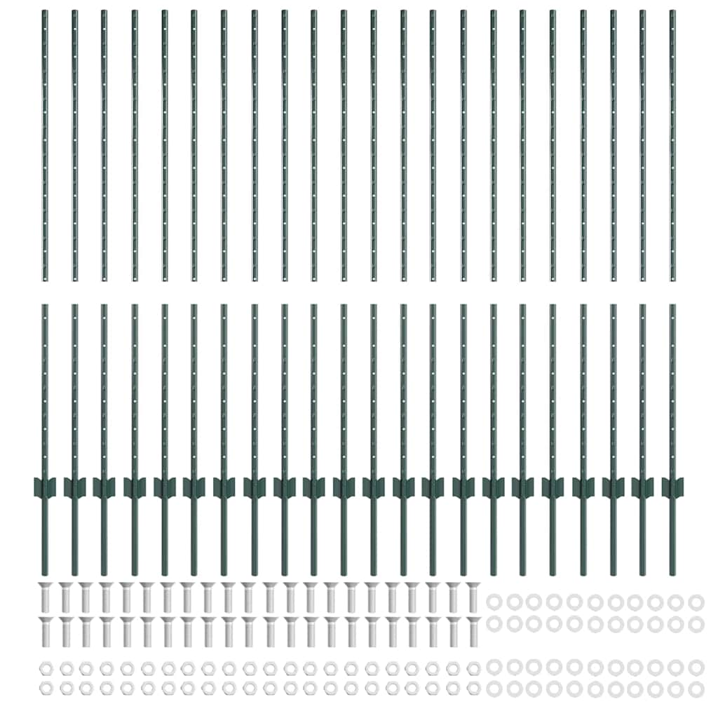Palo della recinzione 22 pcs Verde 180 cm Acciaio | homemem39