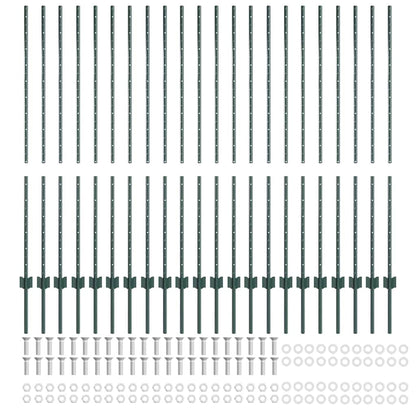 Palo della recinzione 22 pcs Verde 180 cm Acciaio | homemem39