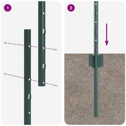Palo della recinzione 22 pcs Verde 180 cm Acciaio | homemem39