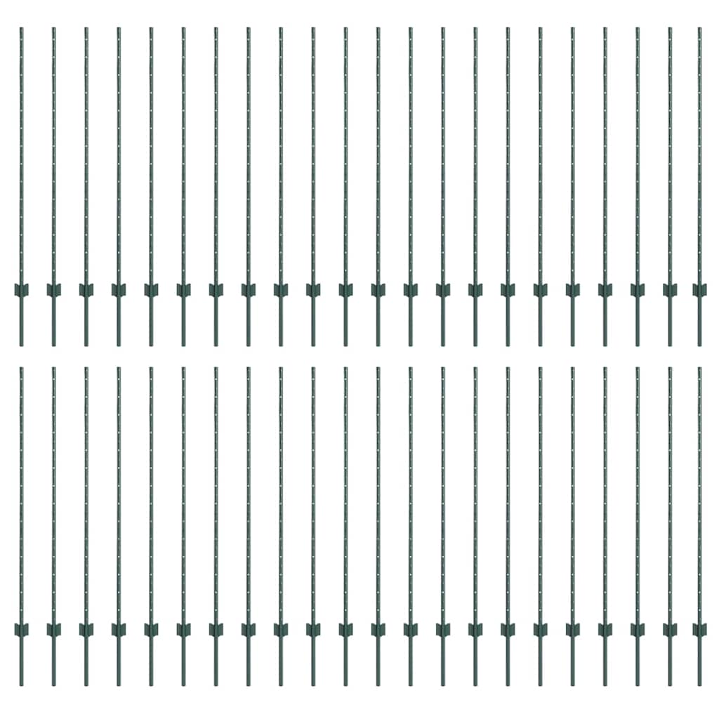 Palo della recinzione 44 pcs Verde 180 cm Acciaio | homemem39