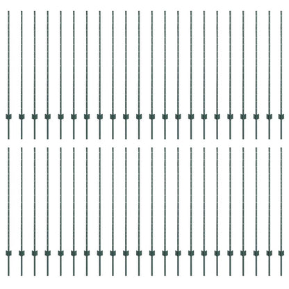 Palo della recinzione 44 pcs Verde 180 cm Acciaio | homemem39