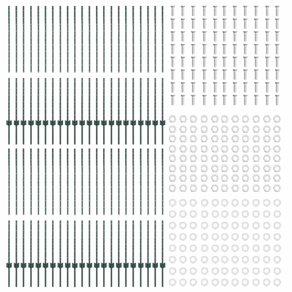 Palo della recinzione 44 pcs Verde 180 cm Acciaio | homemem39