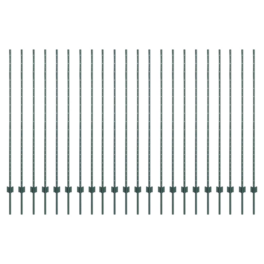 Palo della recinzione 22 pcs Verde 200 cm Acciaio | homemem39
