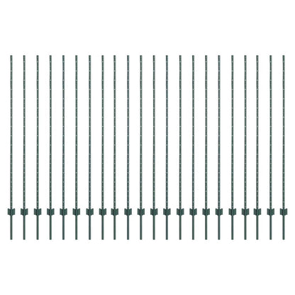 Palo della recinzione 22 pcs Verde 200 cm Acciaio | homemem39