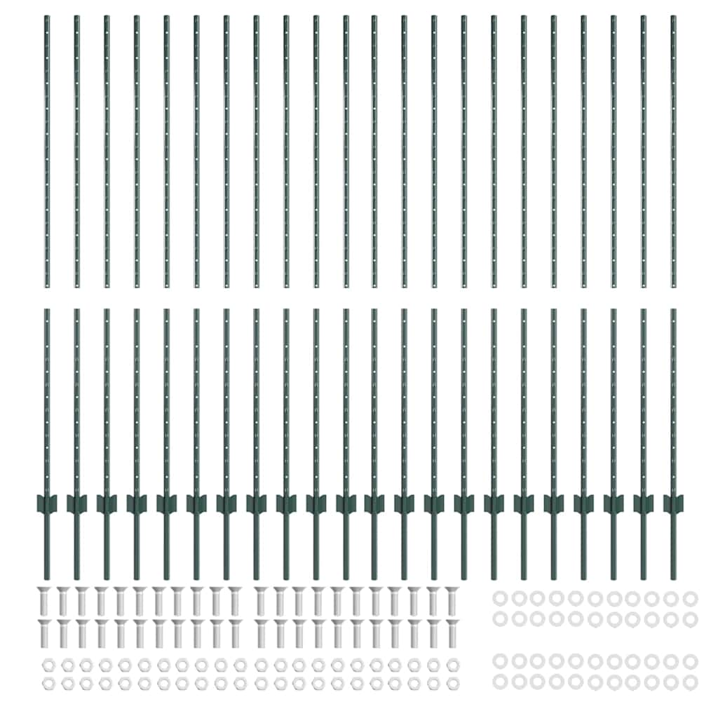 Palo della recinzione 22 pcs Verde 200 cm Acciaio | homemem39