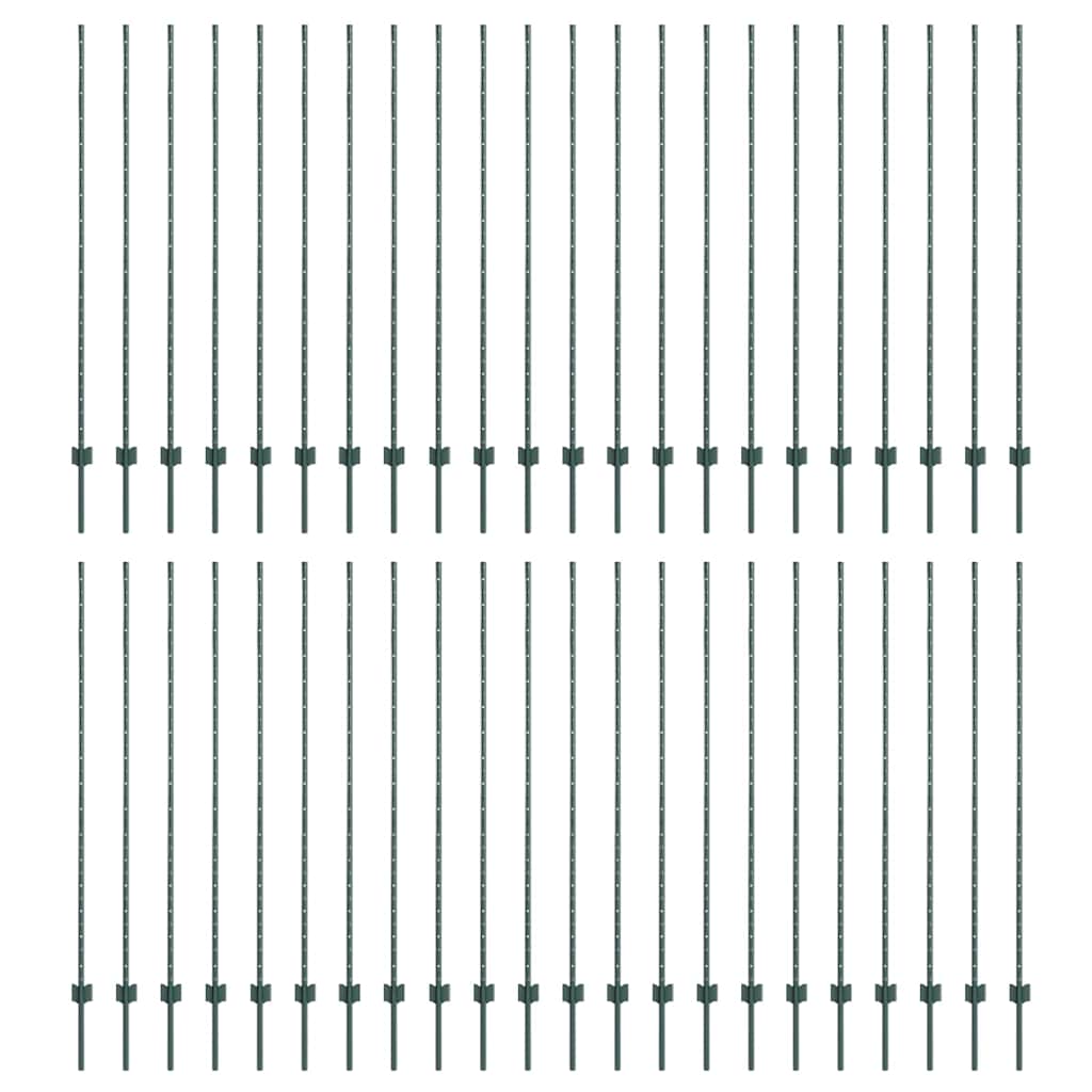 Palo della recinzione 44 pcs Verde 200 cm Acciaio | homemem39