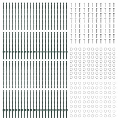 Palo della recinzione 44 pcs Verde 200 cm Acciaio | homemem39