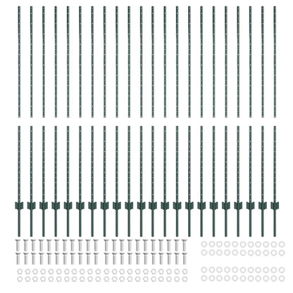 Palo della recinzione 22 pcs Verde 200 cm Acciaio | homemem39