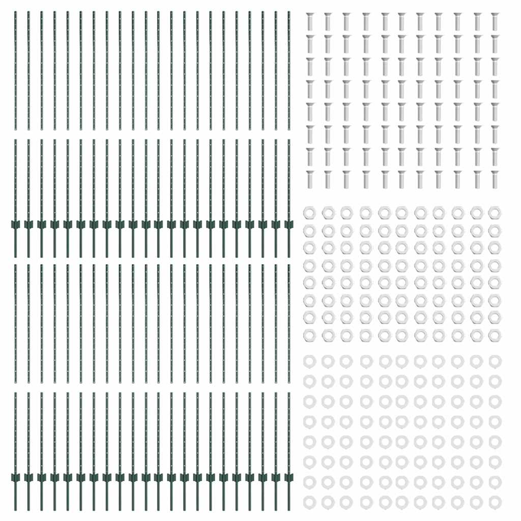 Palo della recinzione 44 pcs Verde 200 cm Acciaio | homemem39