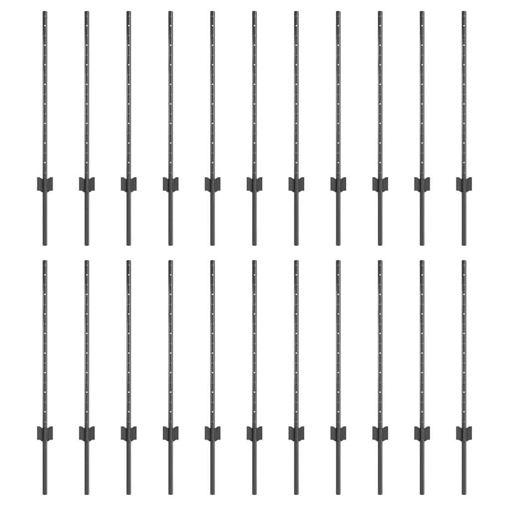 Palo della recinzione 22 pcs Grigio 120 cm Acciaio | homemem39