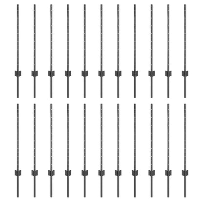 Palo della recinzione 22 pcs Grigio 120 cm Acciaio | homemem39
