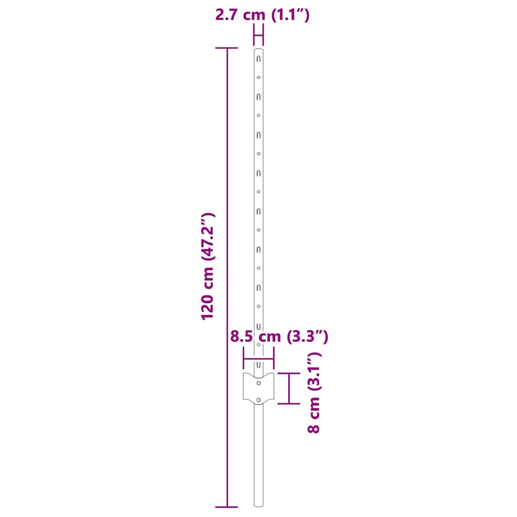 Palo della recinzione 22 pcs Grigio 120 cm Acciaio | homemem39