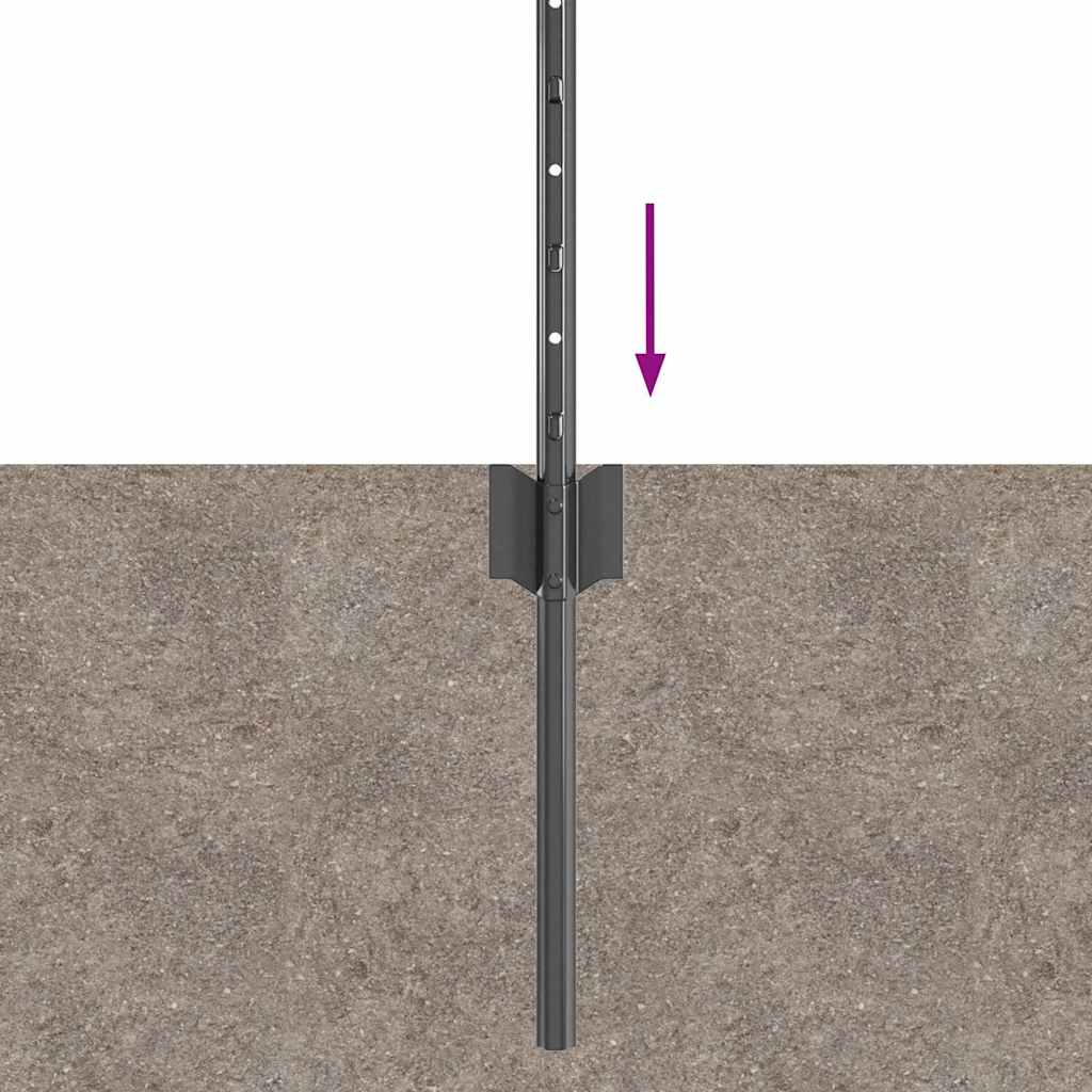 Palo della recinzione 44 pcs Grigio 120 cm Acciaio | homemem39