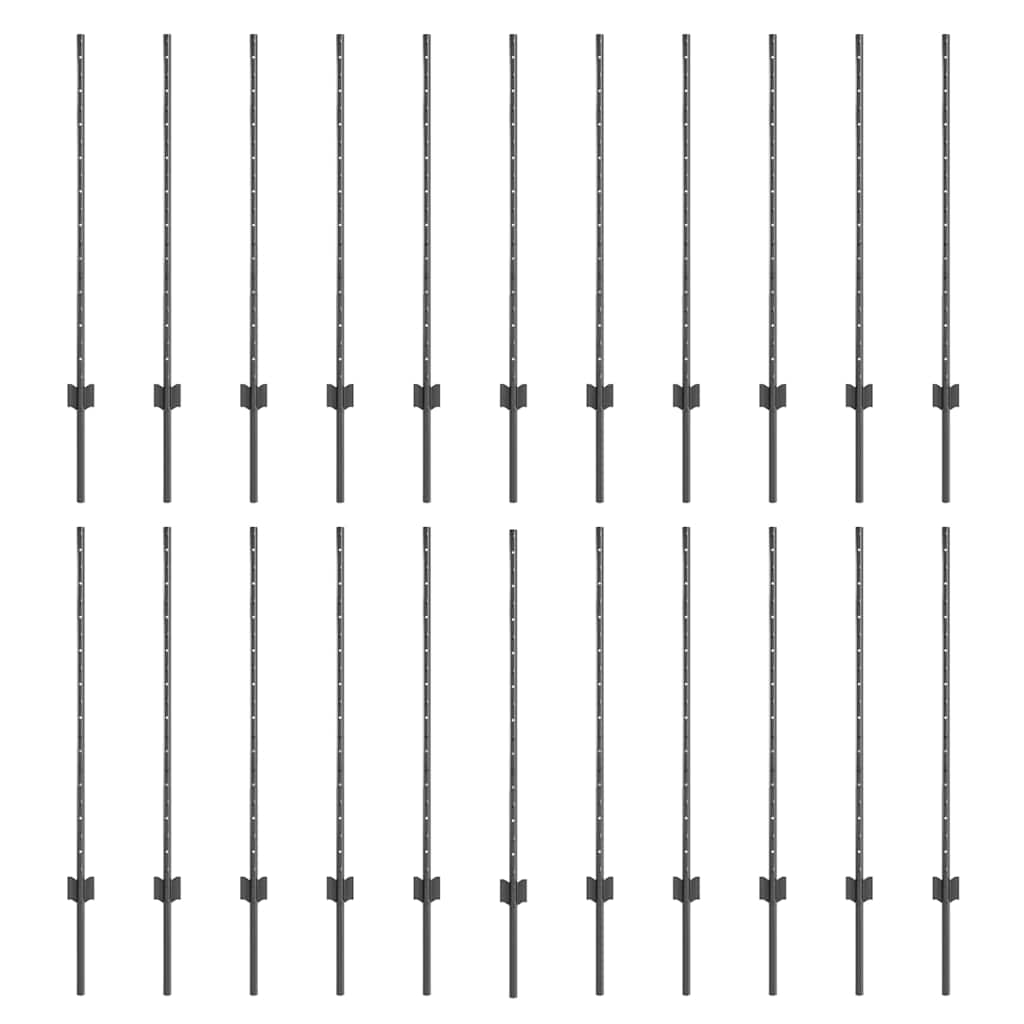 Palo della recinzione 22 pcs Grigio 140 cm Acciaio | homemem39