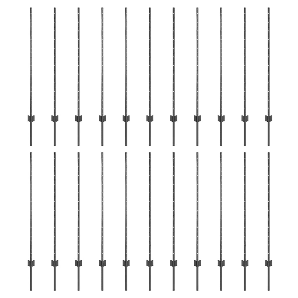 Palo della recinzione 22 pcs Grigio 160 cm Acciaio | homemem39
