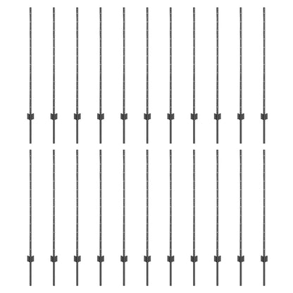 Palo della recinzione 22 pcs Grigio 160 cm Acciaio | homemem39